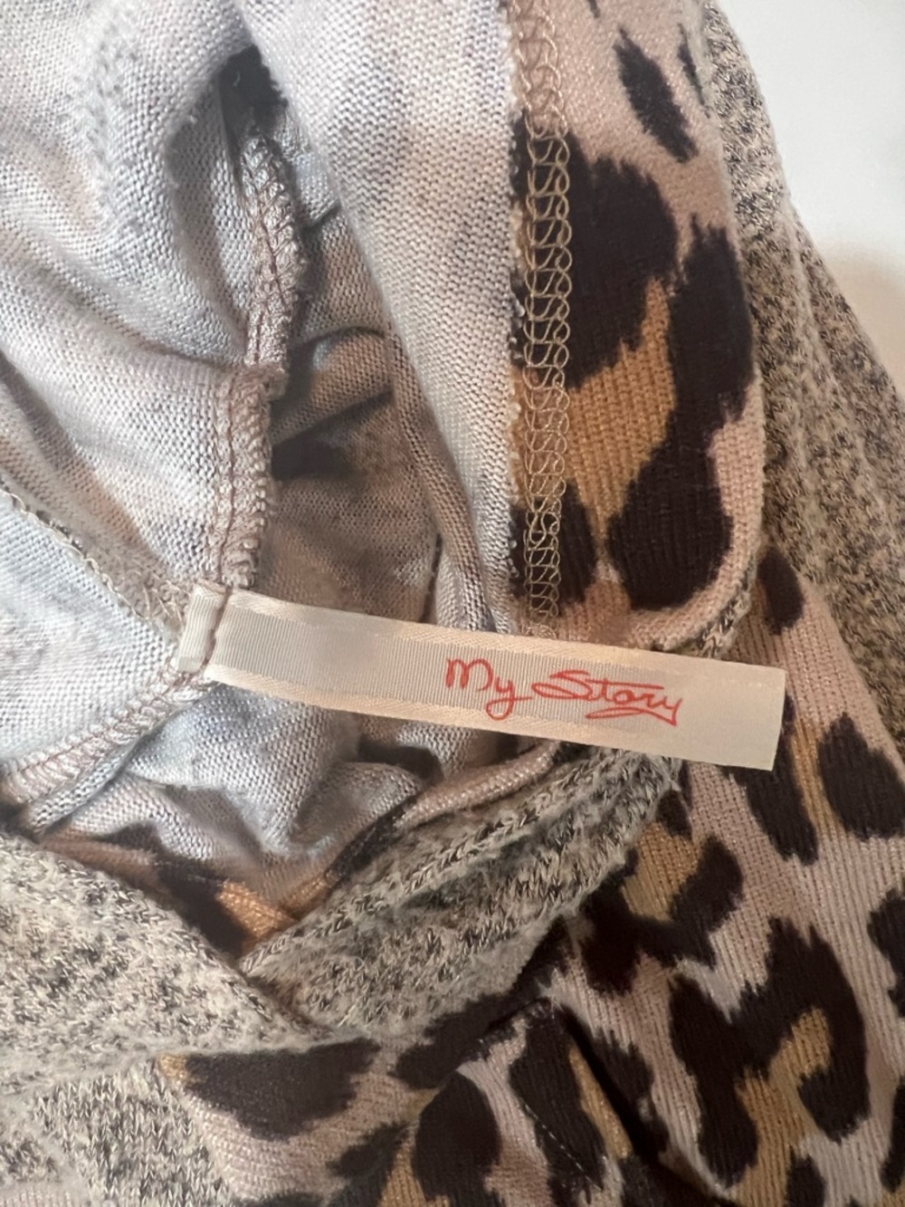 My Story beige Leopard Print Knit Top with Brown Accents - Picture 2 of 4